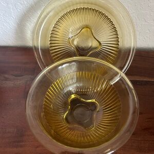 # Two Vintage Federal Glass Golden Glow Depression Glass Bowls 1930s